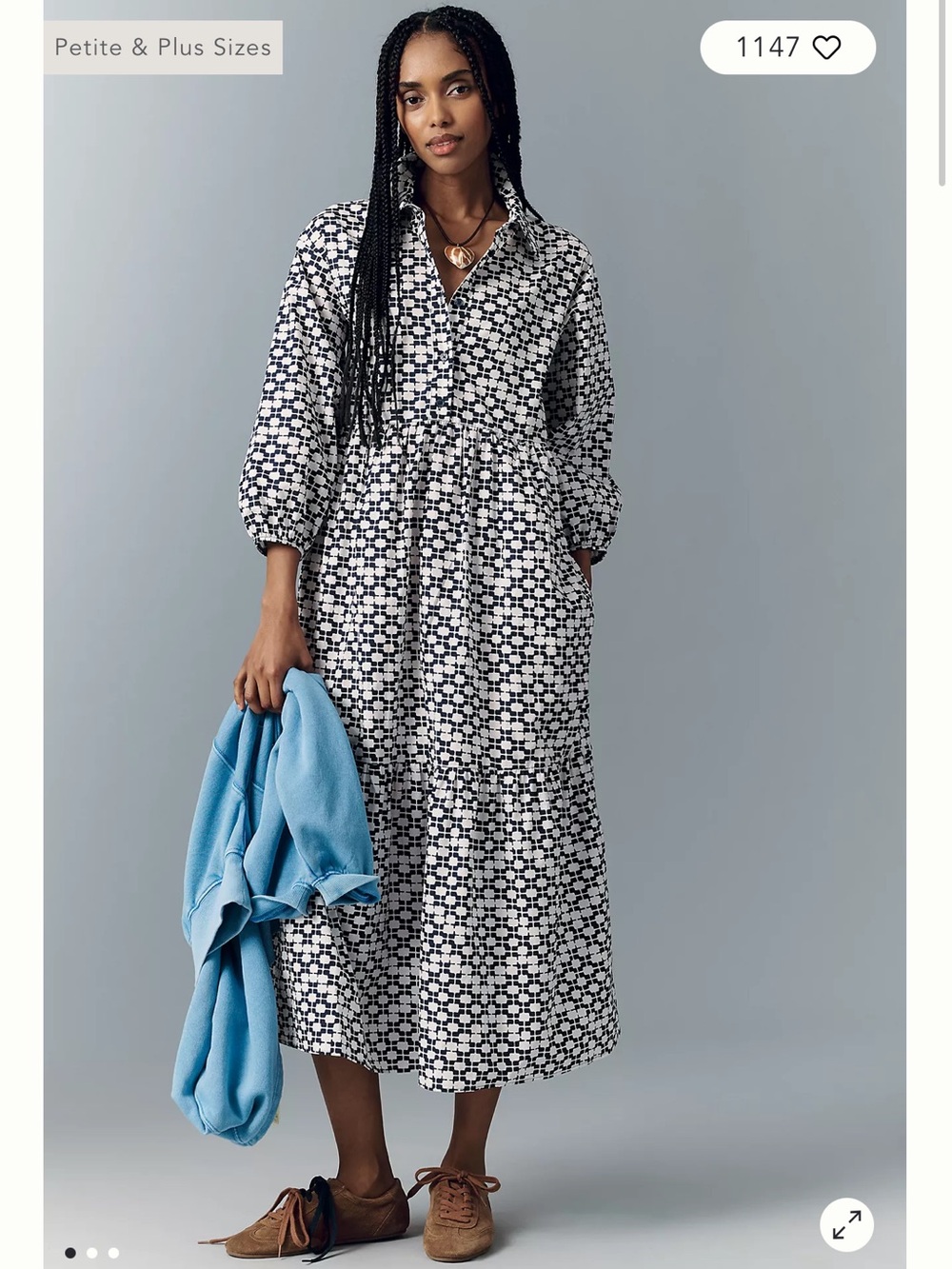 Anthropologie The Bettina Tiered Midi Shirt Dress by Maeve NEW SZ s